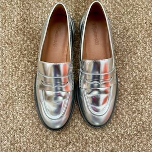 Madewell Vernon Metallic Silver Loafers